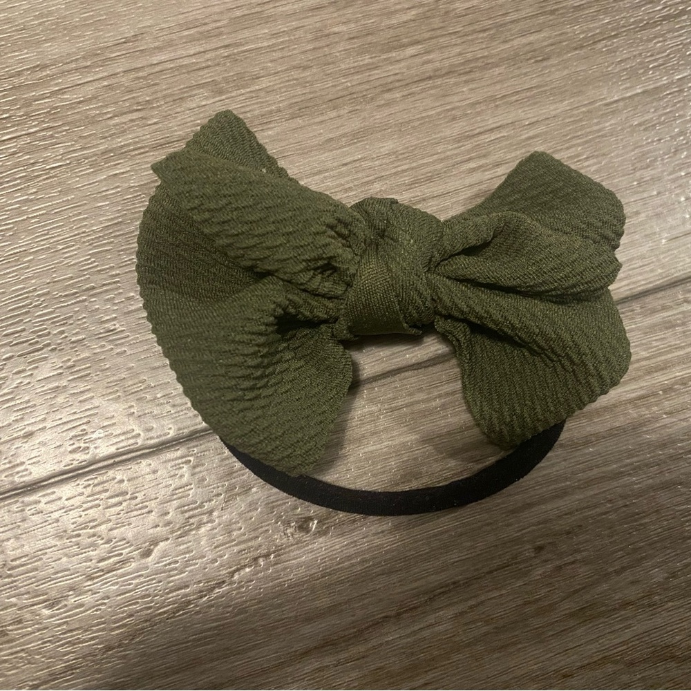Olive Green Bow Headband for Kids